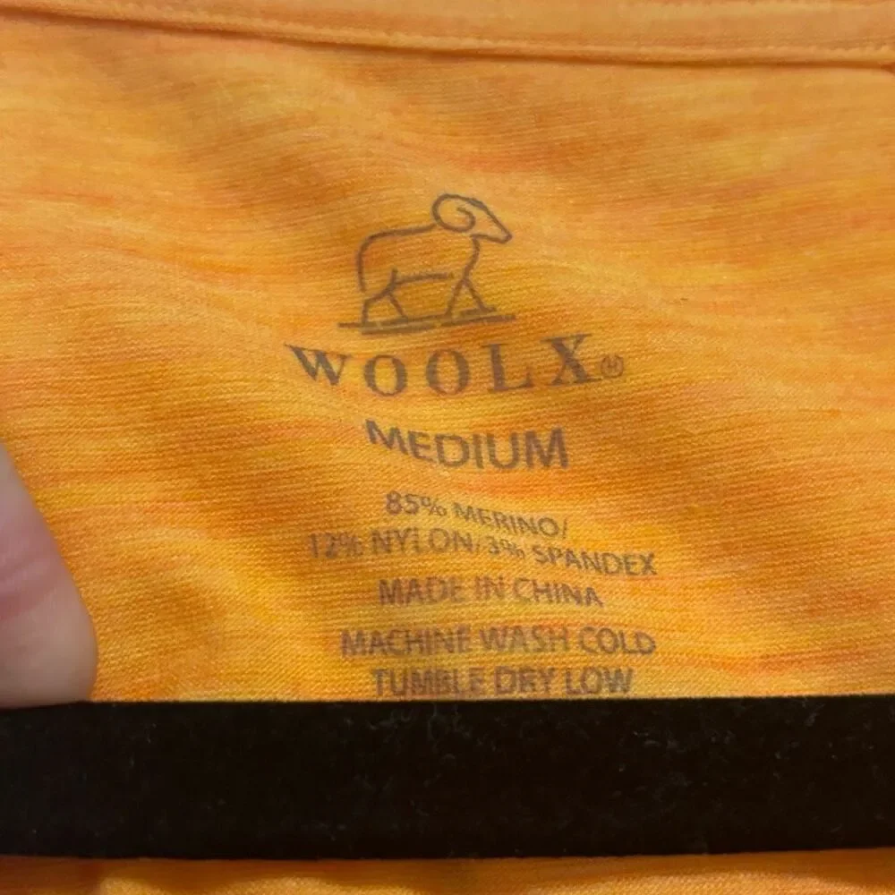 Woolx merino orange short sleeve v-neck T-Shirt size medium - Picture 2 of 3